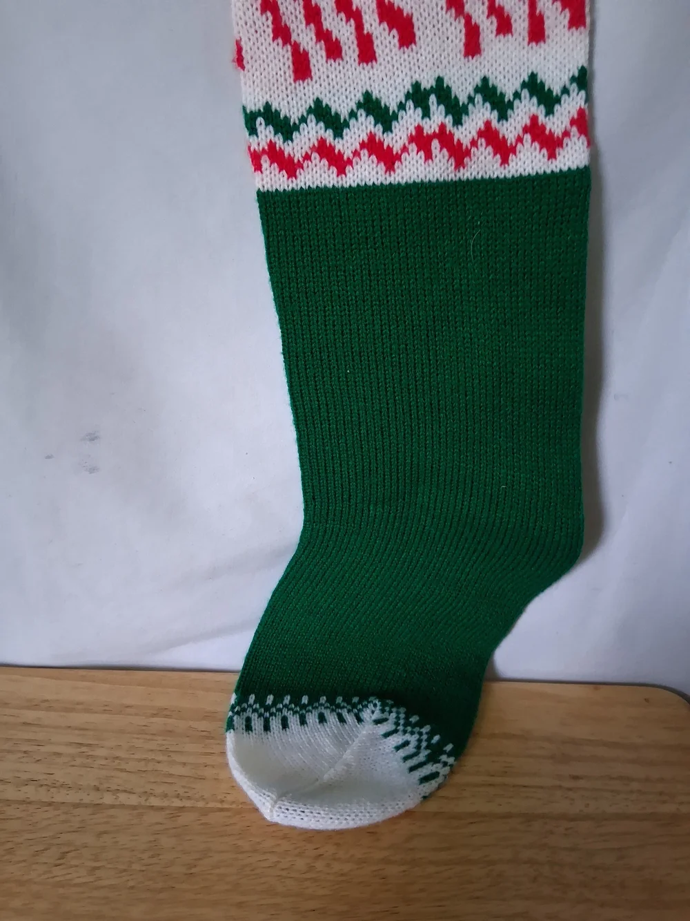 Festive Reindeer Knit Holiday Stocking - Red, Green & White
